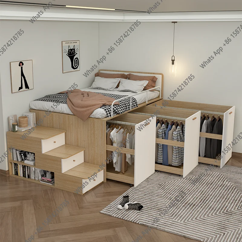 B A Customizable Small Apartment Children's Half-height Bed Combination Tatami Bed Wardrobe Integrated