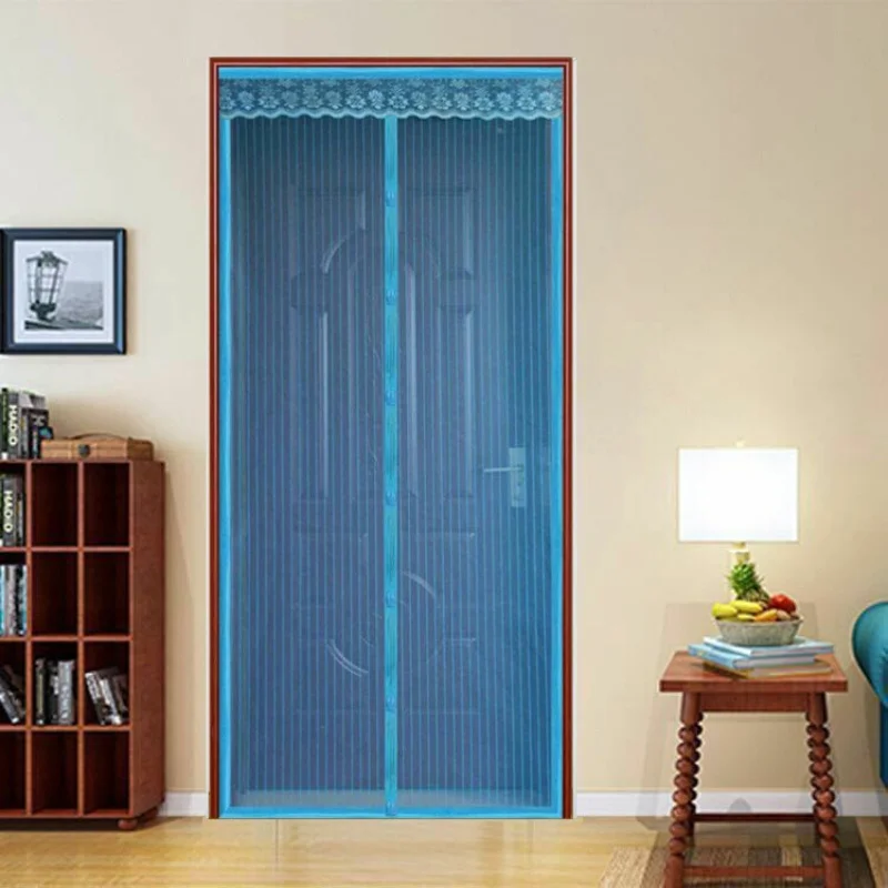 1 Stück Gestreifter Mückenschutz-Türvorhang, Weicher Garnvorhang für Schlafzimmer, Wohnzimmer, Küche, Trennvorhang, Lochfreie Installation