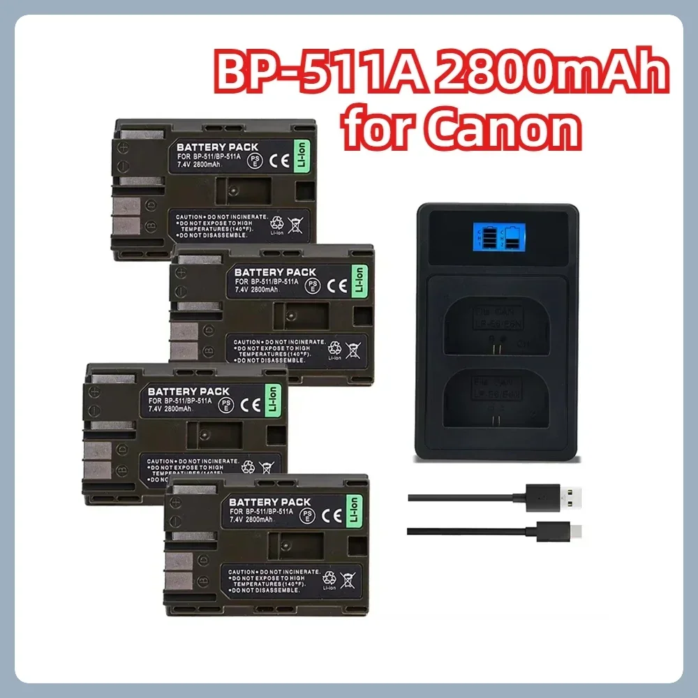 

2800mAh 7.4V Battery BP-511A for Canon SLR Camera 10D 20D 30D 40D 50D 300D G5 G6 5D