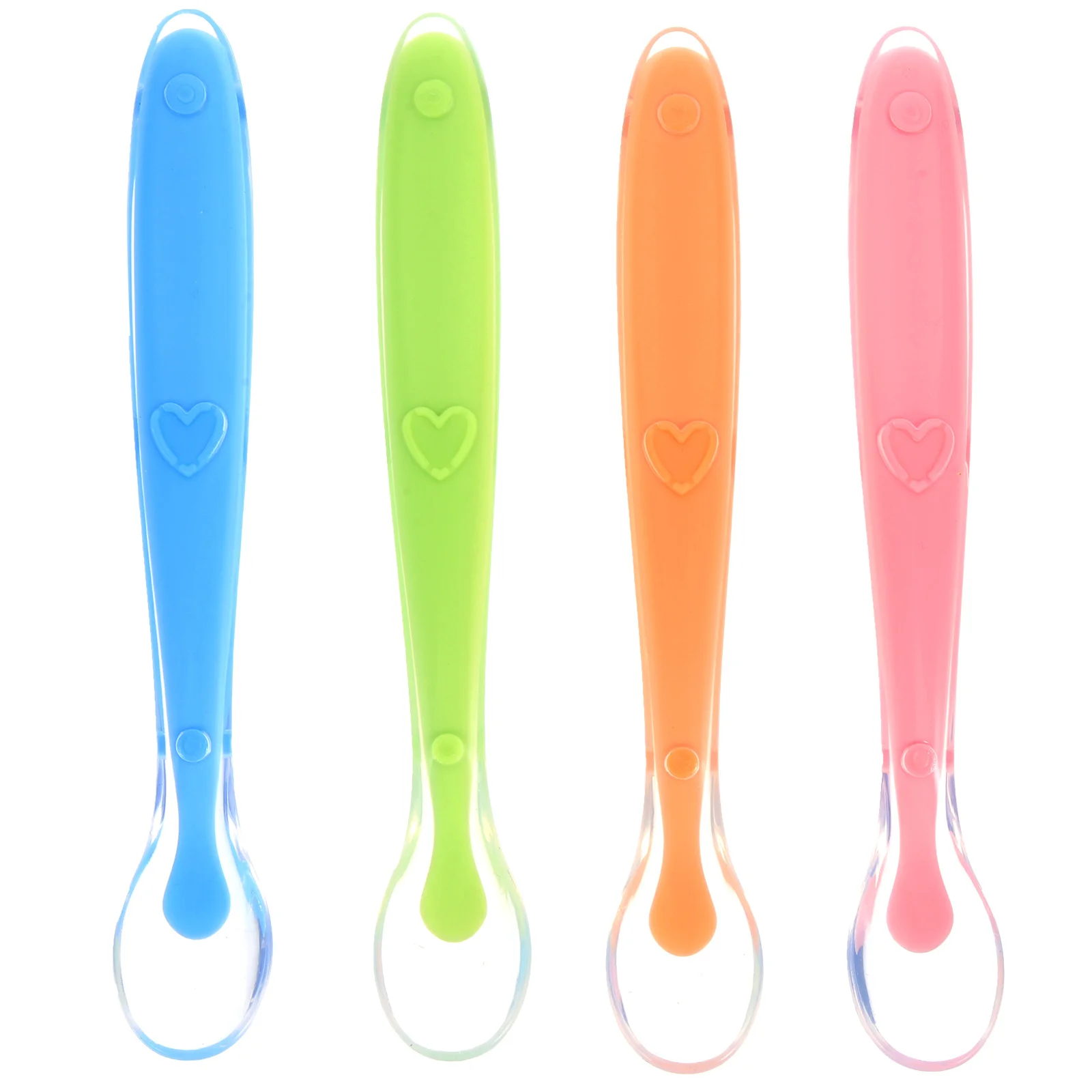 

4Pcs Silicone Baby Feeding Spoons Teething Spoons for Toddlers Safe Children Tableware Blue Green Yellow Pink