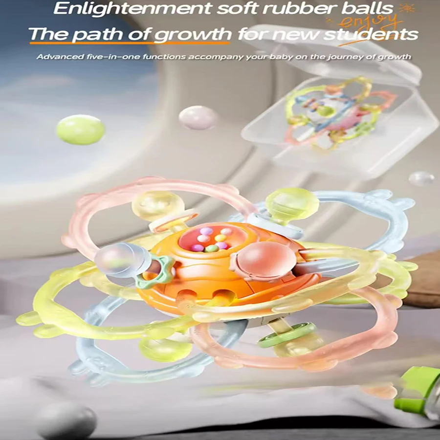 1개 핸드볼 장난감 아기 손잡이 훈련 맨해튼 볼 핸드 라틀 치발기 식품 등급 물에 끓일 수 있는 장난감 유아용 0-12개월