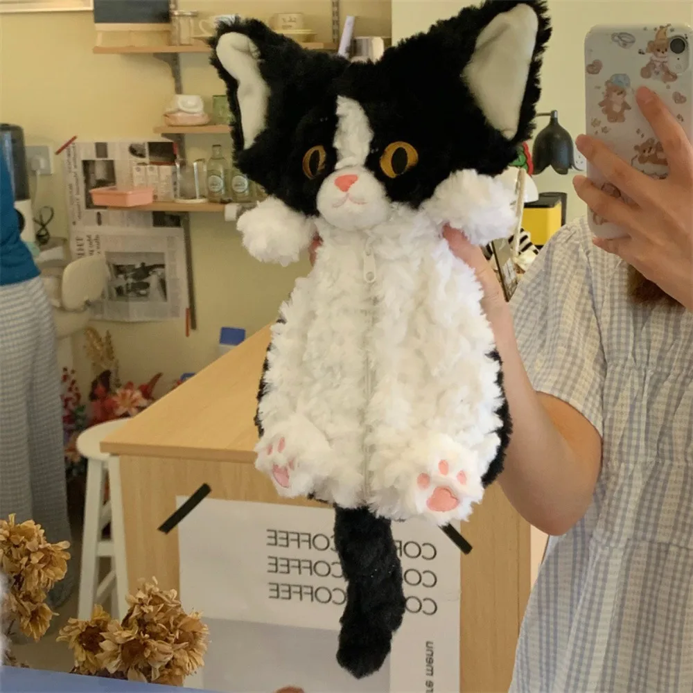 Tempat Pensil Tas Pensil Kucing Ekor Panjang Tas Alat Tulis Kucing Simulasi Kantong Pena Kucing Kartun Kapasitas Besar Anak-anak