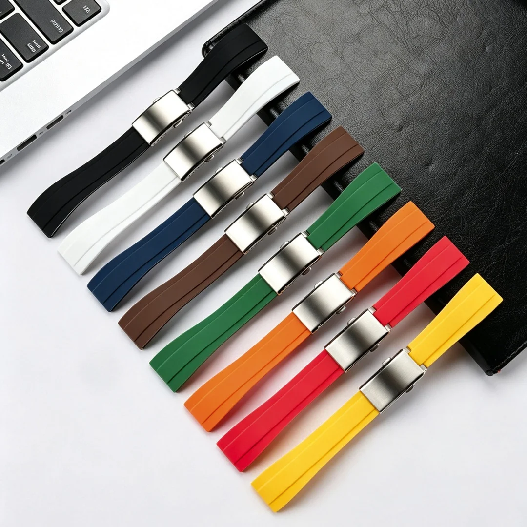20 22mm Silicone Watch Strap for Rolex Green Black Submariner Yacht-Master Daytona Soft Replacement Waterproof Sport Watch Band