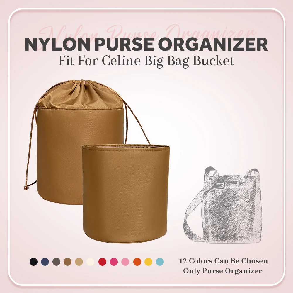 Nylon Geldbörse Organizer Einsatz, Kordel zug in der Geldbörse Aufbewahrung tasche passend für Celine Big Bag Bucket Bag Geldbörse Liner für Handtasche