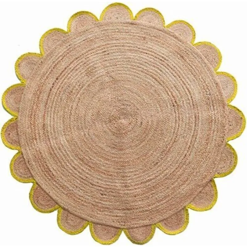 

Rug 100% Natural Jute Round Reversible Area Carpet Living Room Floor Mat Rugs