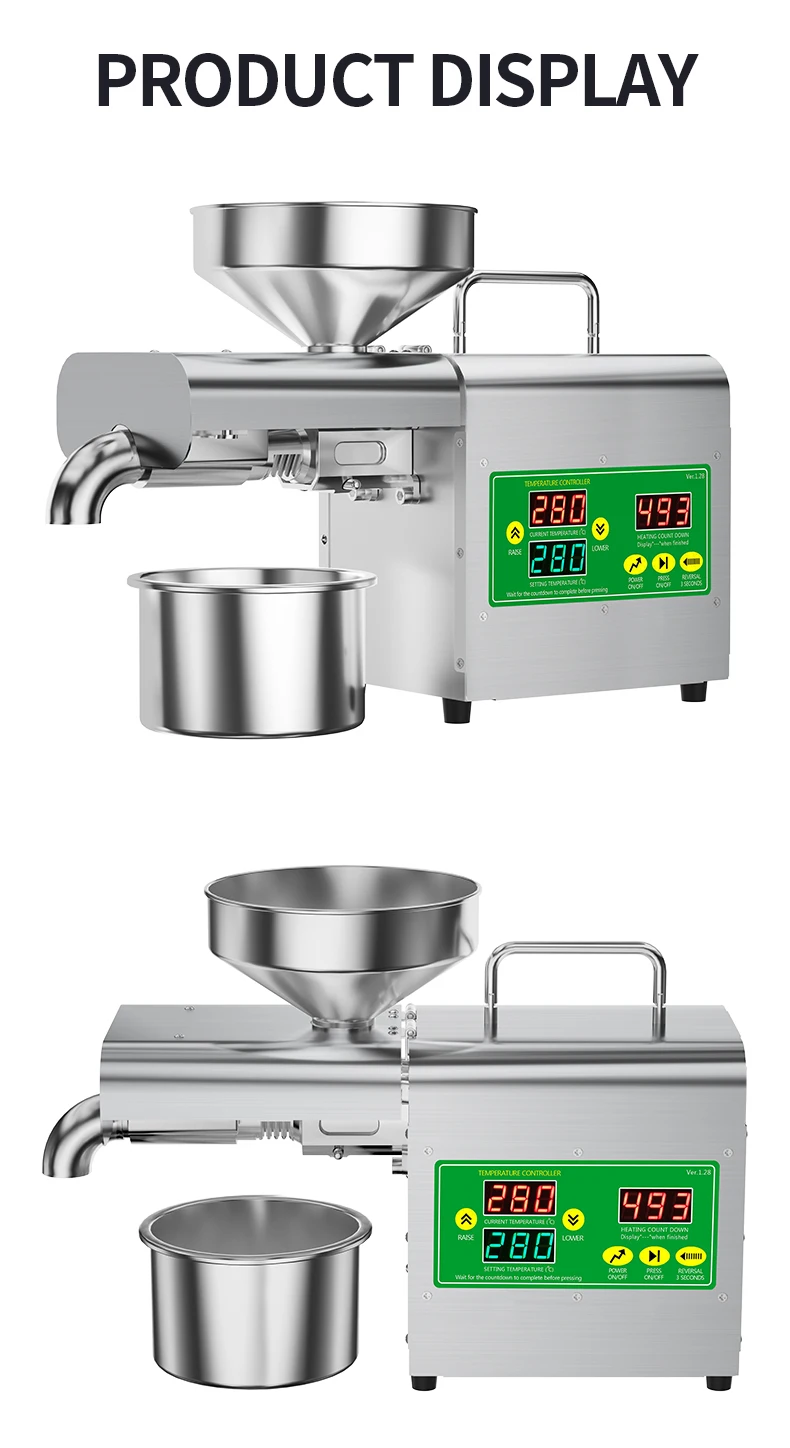 X3S 600 W Intelligente Ölpresse Maschine 220 V 110 V Edelstahl Kalt- und Heißpresse 20+ Ölsamen Echtzeit-Temperaturregelung – Detail 15