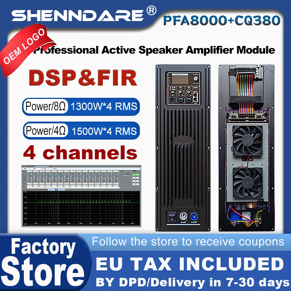

SenMicre PFA8000 + CQ380 4x1300 Вт Профессиональный активный фотомодуль 4-канальный DSP FIR усилитель Dj Сабвуфер Amp