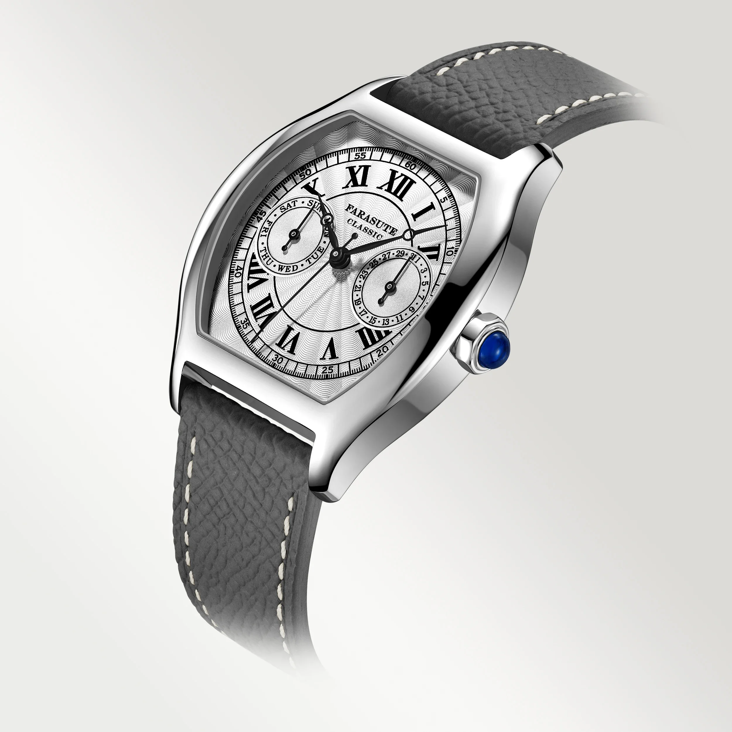 FARASUTE Men Quartz Watch 36mm*44mm Tonneau Top Luxury Brand Wristwatch Sapphire 50M Waterproof  VH64 Panda Dial Week Date