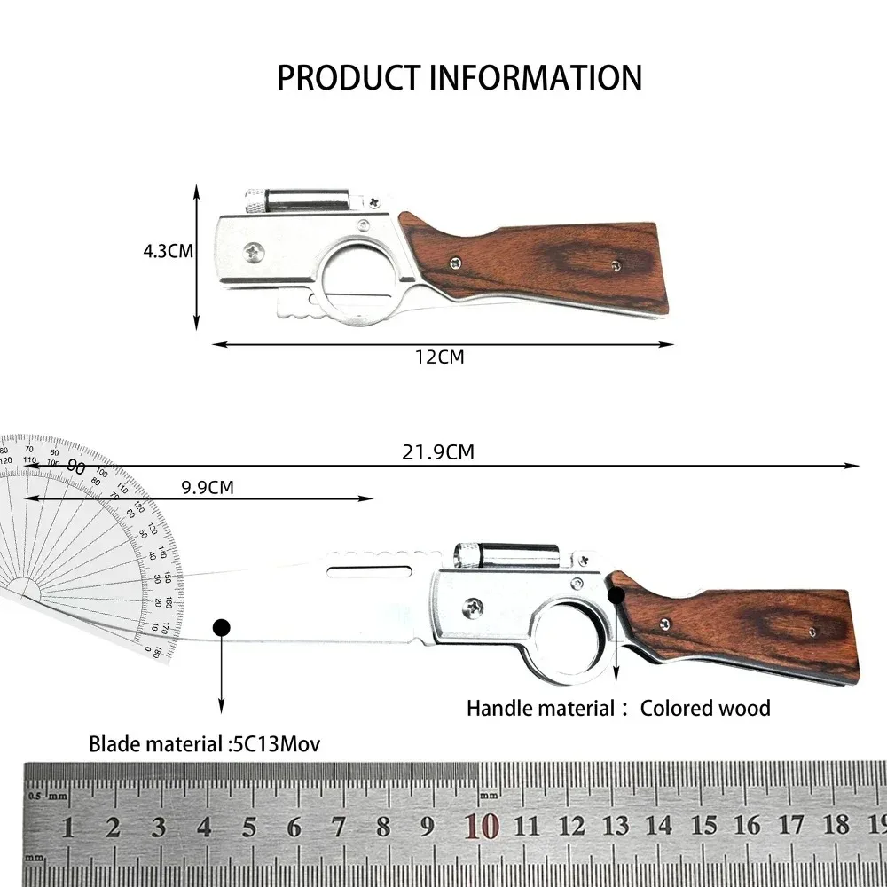 Tactical AK47 Pocket Folding Knife 5C13Mov Blade Wood Handle Self-defense Outdoor Hunting Camping Multifuctional Tools Knives