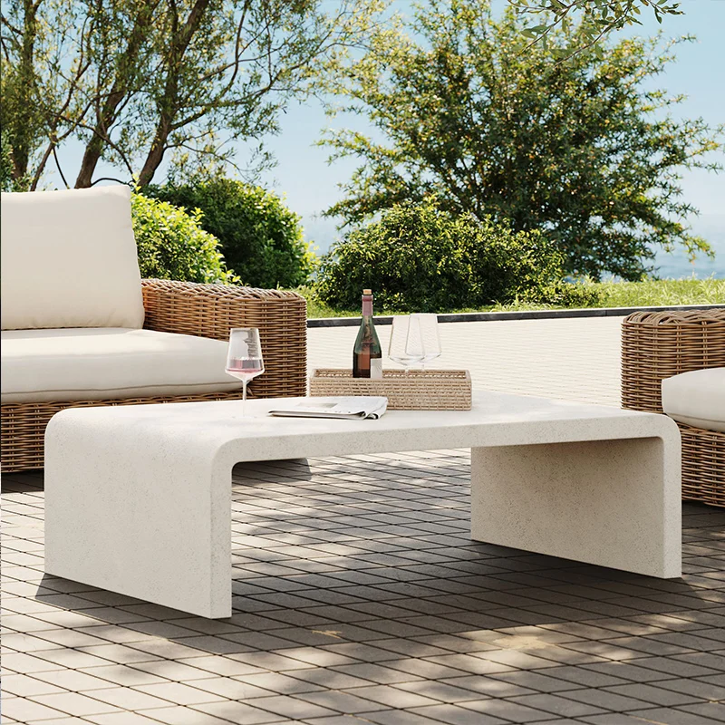Modern Concrete Fiber Cement Tea Table  Outdoor side Table Furniture rectangle Concrete Coffee tables bench