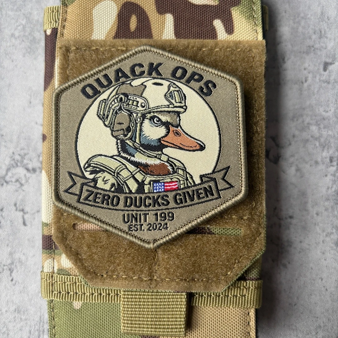 "Quack Ops" Taktischer Enten-Stickerei-Aufnäher mit Klettverschluss für Rucksack, Weste, Hut und Kleidung – Detail 4