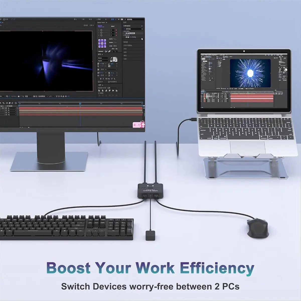 

(A26M) USB Switch 2 in 2 Out, Sharing Keyboard, Mouse, Printer, Scanner, Webcam Between Two Computers, with External Controller