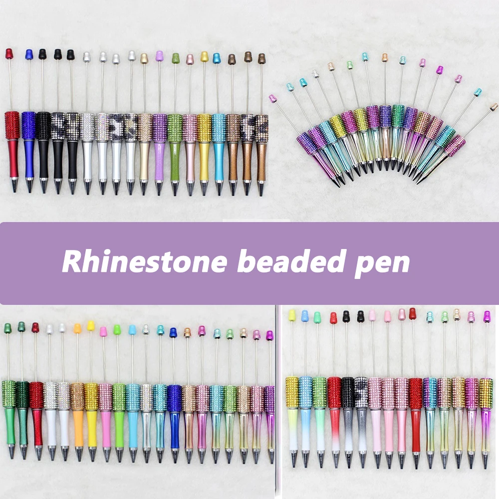 50pcs Newest Rhinestone Pen DIY Diamond Beaded Ballpoint Pens Creative Gift Pen School Office Supplies Student Supplies