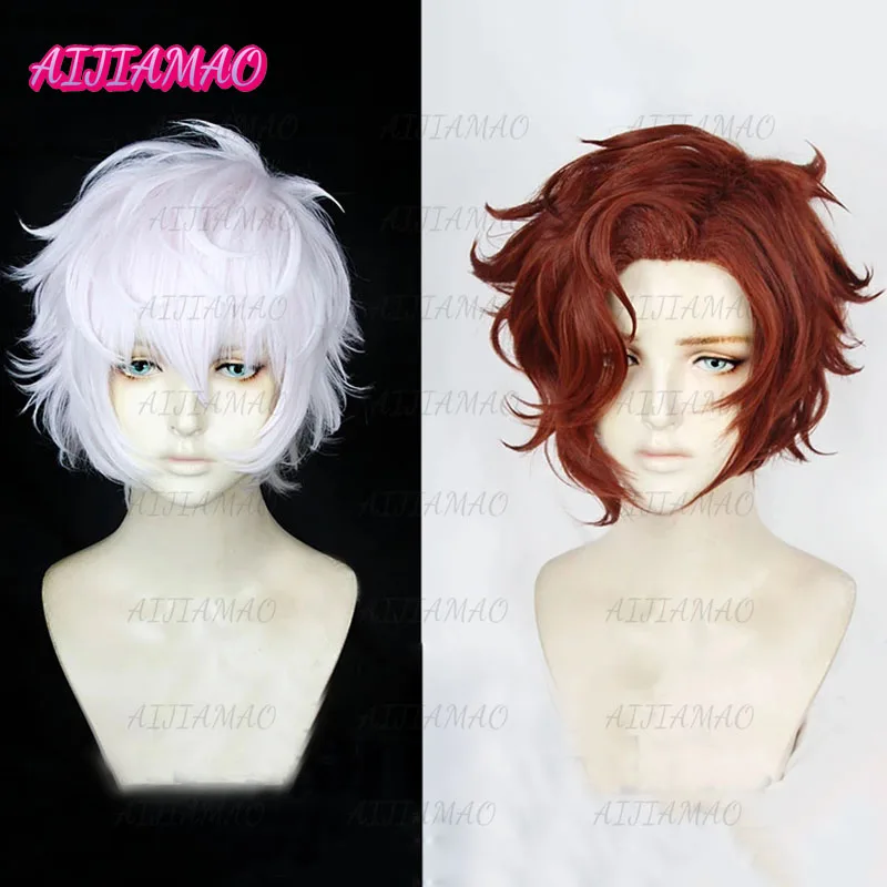 

The Arcana Cosplay Wigs Mystery Asra White Wig Julian Devorak Red Brown Hair Cosplay Wig + Wig Cap