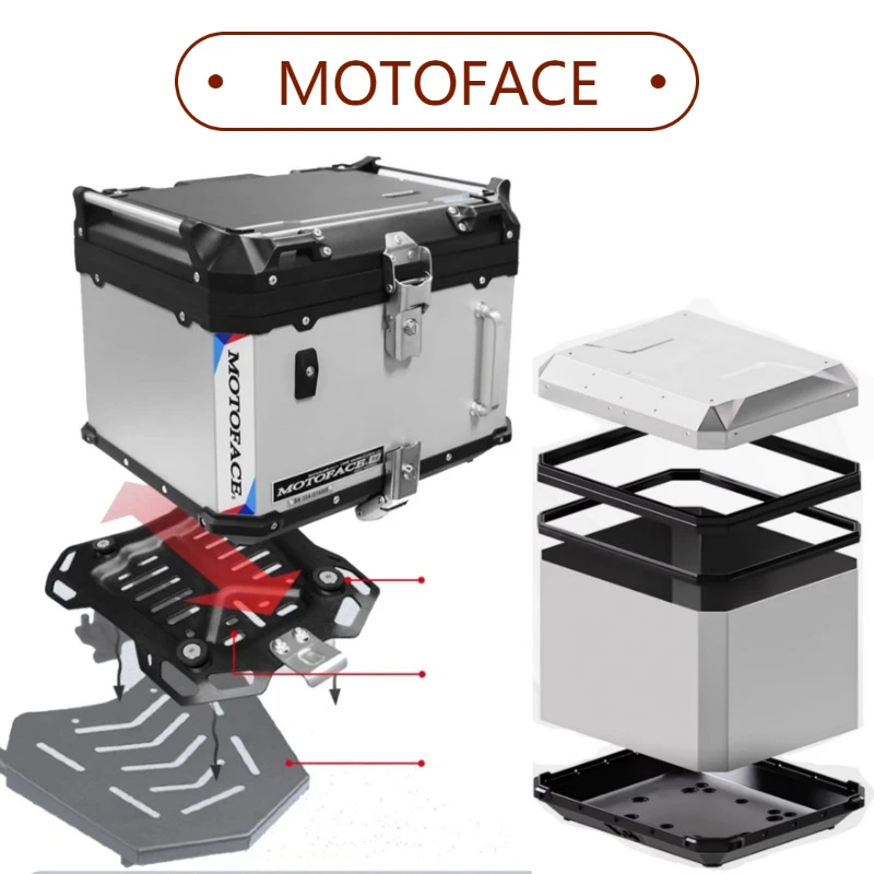 48L Motoface Universal Motorcycle Top Box Aluminum Alloy Luggage Lockable Suitcases for Motorcycles Quick Release 탑박스