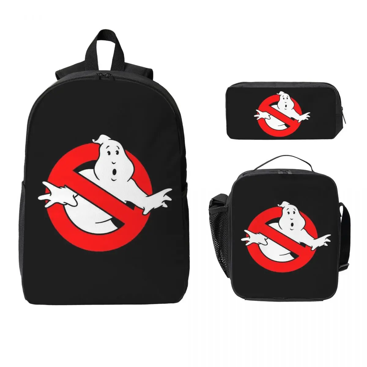 

The GhostBusters Logo Pattern Backpack Boys Girls BookBag School Bag Laptop Shoulder Bags 3ps Insulated Lunch Bag Pencil Case