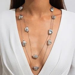 Irregular Trendy Women's Stainless Steel Jewelry Neck Multi-layer Accessories for Girls 2 Piece Set Decoration Wholesale Fashion