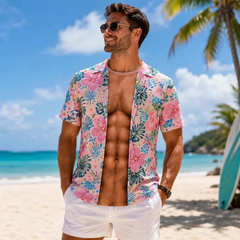 Resort Shirt Floral - Camisa Hawaiana Divertida para Hombre con