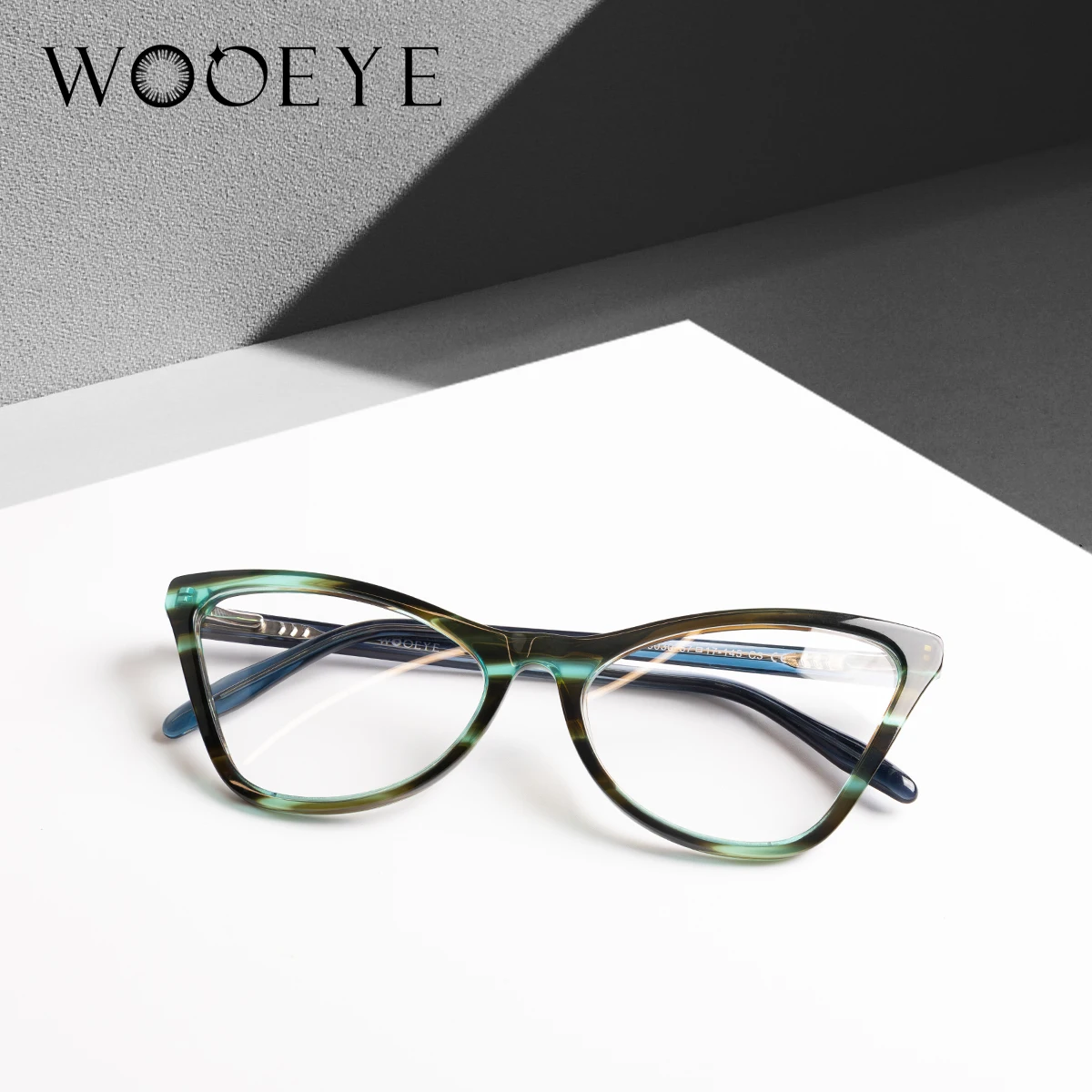 Wooeye Women's Big Cat Eye Fashion Optical Glasses, Personalised Acetate Frame Goggles Designer New