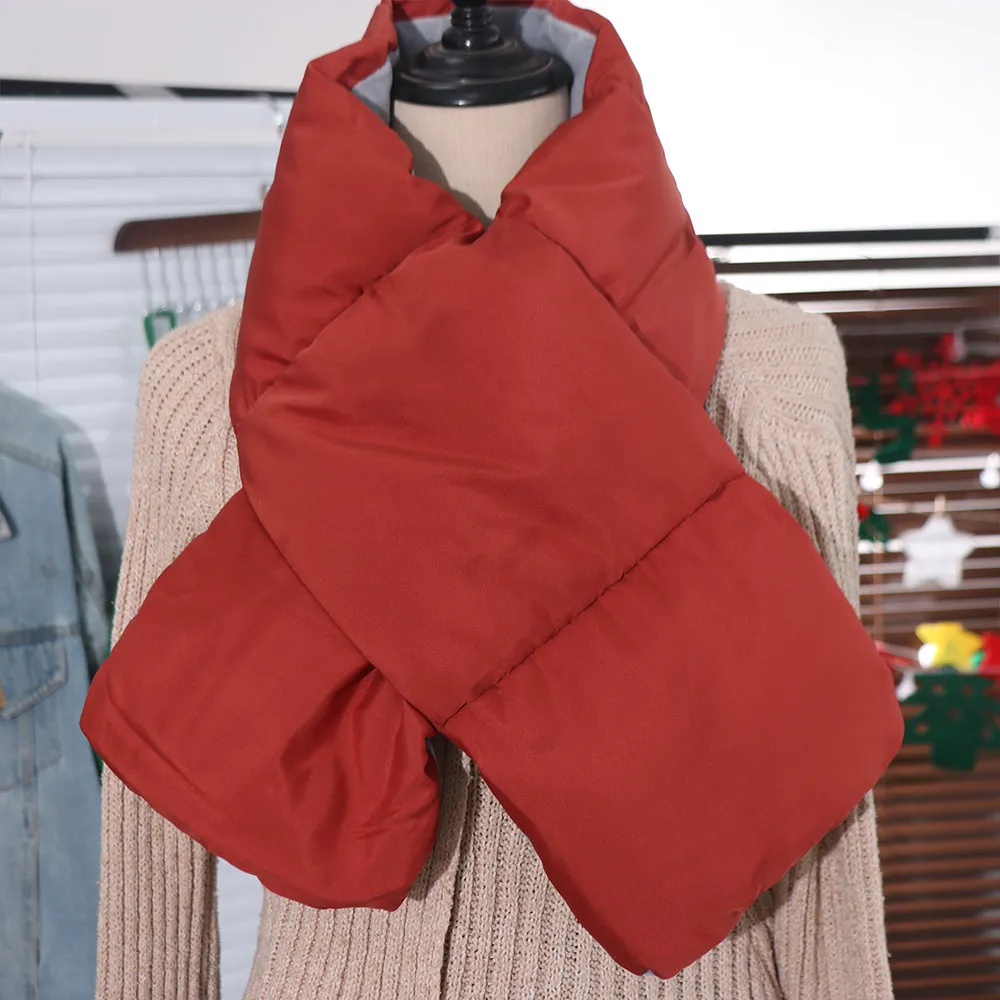 

Fashion Chubby Down Neckerchief Thermal Keep Warm Thicken Neck Scarf Intersect Solid Color Winter Scarves Winter
