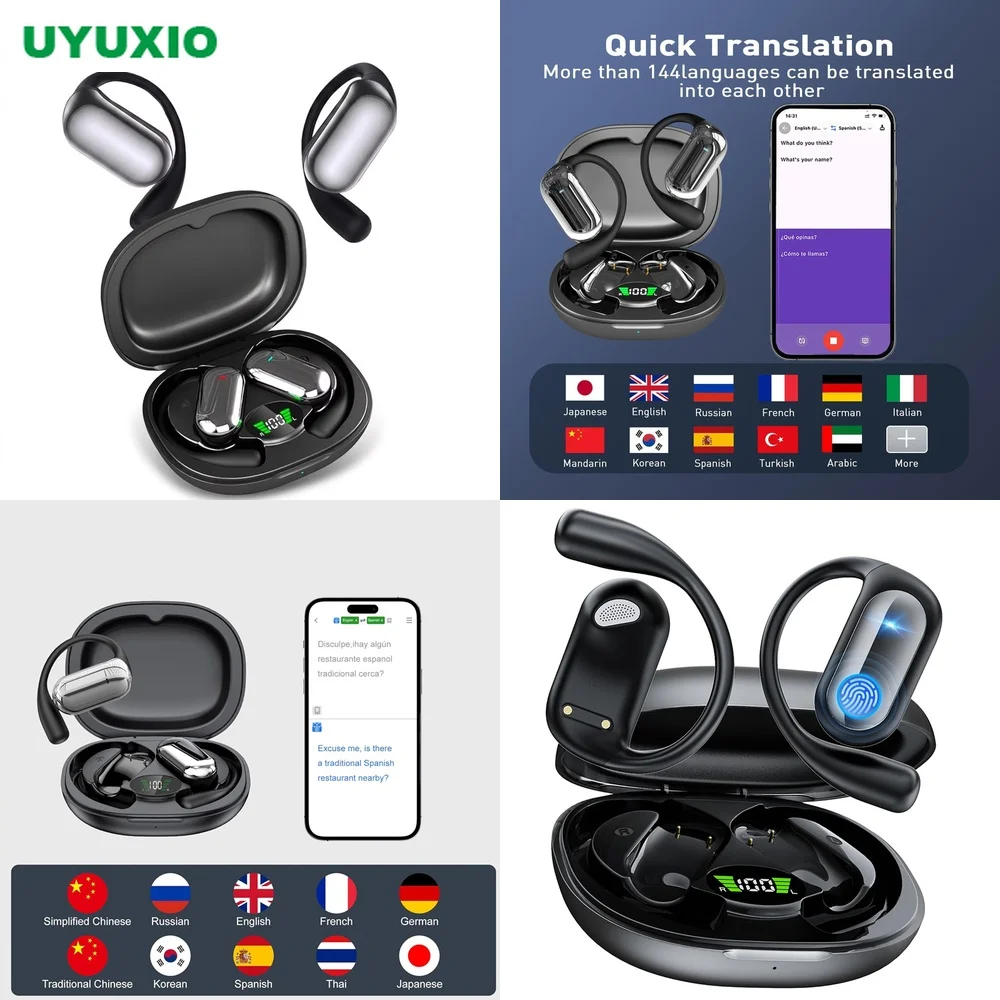AI Translation Earbuds No Subscription 144 Languages Open-Ear OWS Real-Time Translation BT 5.4 OWS Earphone 4 Modes Hot Top