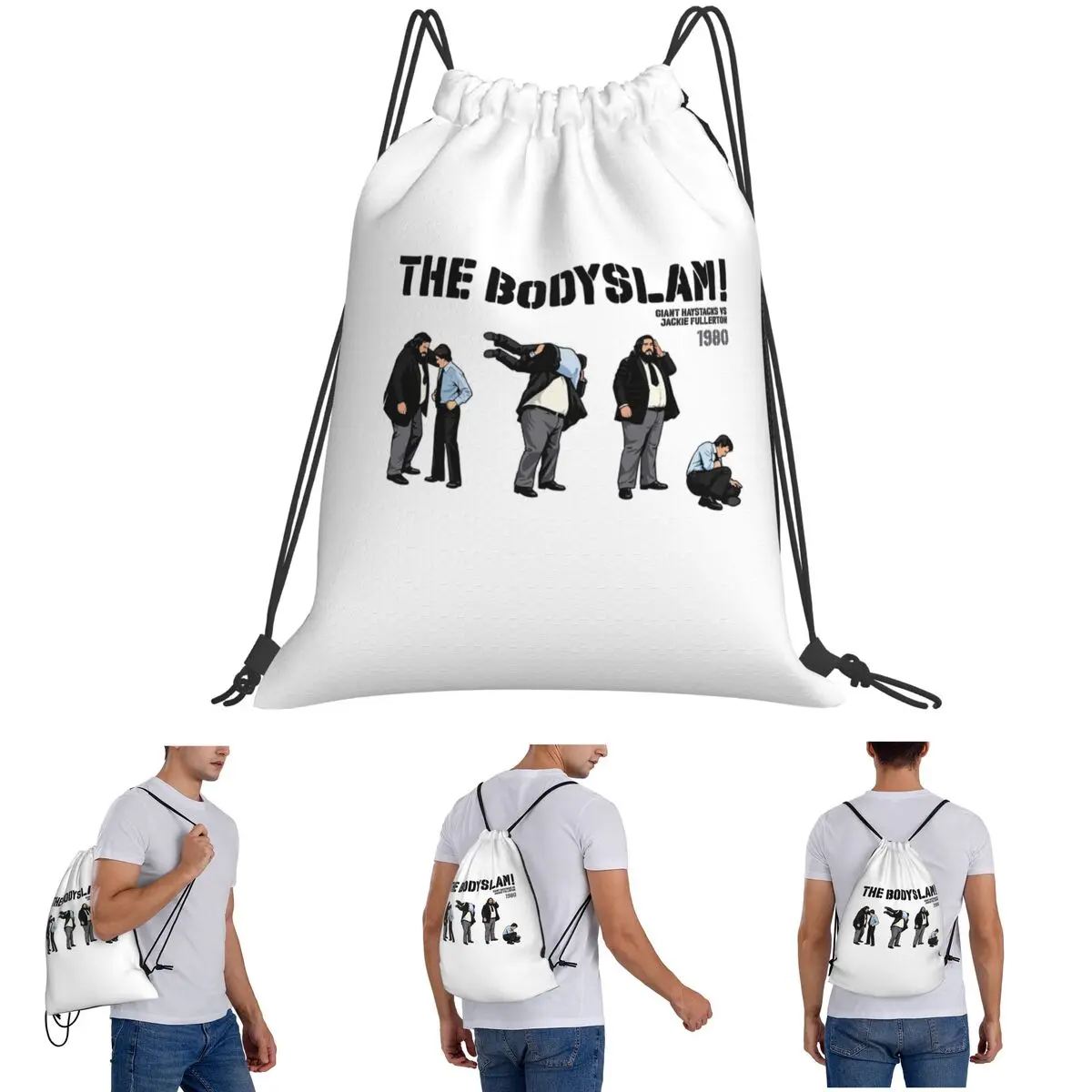 The Bodyslam Giant Haystacks 80s Pro Wrestling Backpacks Fashion Drawstring Bags Sports Bag Book Bags for Travel School