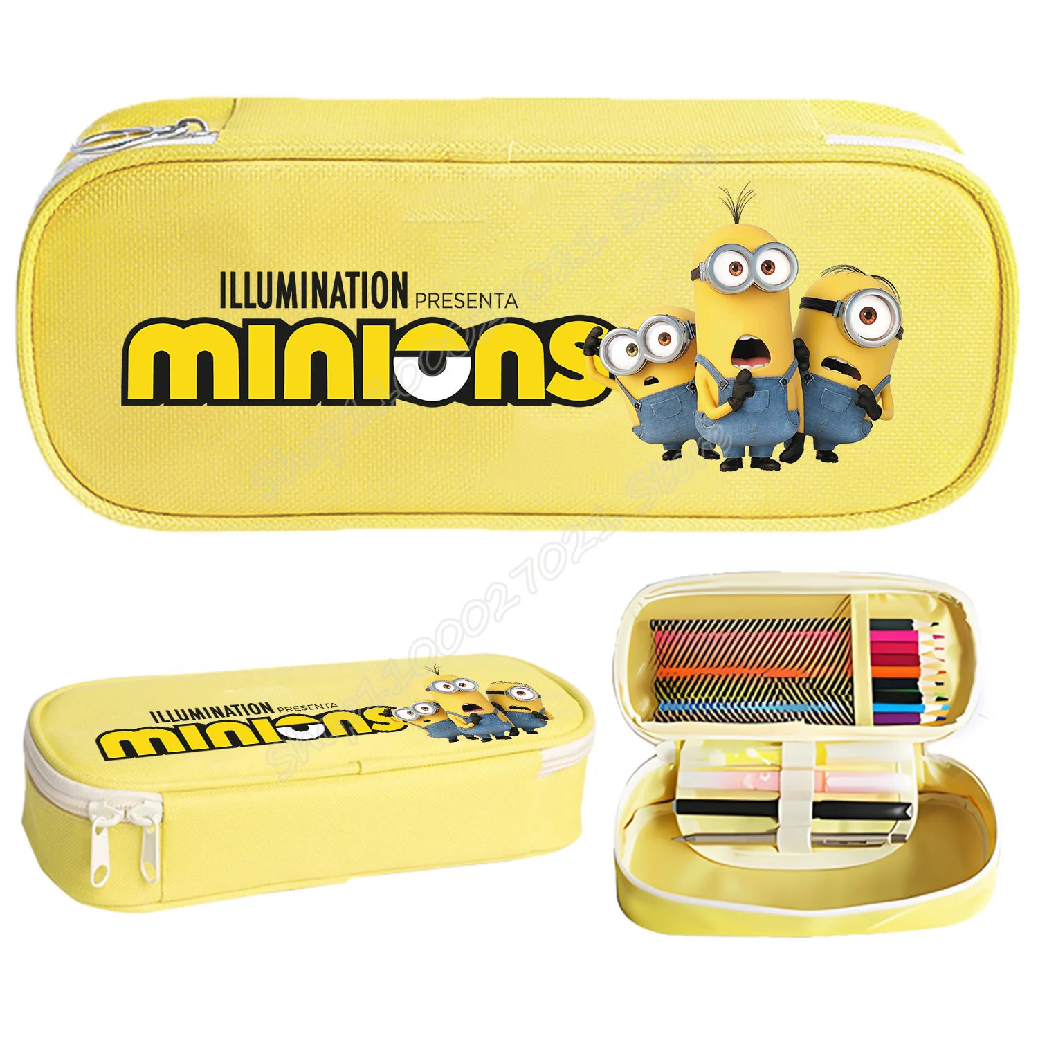 

Новый пенал «Миньоны» для школьников, желтая сумка для ручек с мультяшным рисунком, большой пенал для художественных принадлежностей, аниме-пенал для школы и офиса, подарок для детей