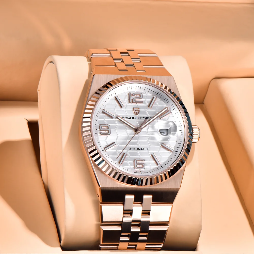 PAGANI DESIGN 40MM Wave Dial Men Mechanical Watch Luxury Sapphire Glass AR Coating Automatic Watch Luminous Waterproof Watch Men