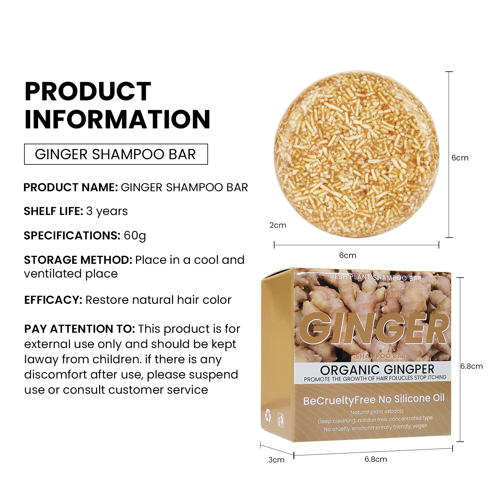 2PCS Ginger Tea Tree Soap Shampoo Bar Deep Cleansing Purifying Oil Control Moisturizing Softening Nourishing Hair Care 60g Each