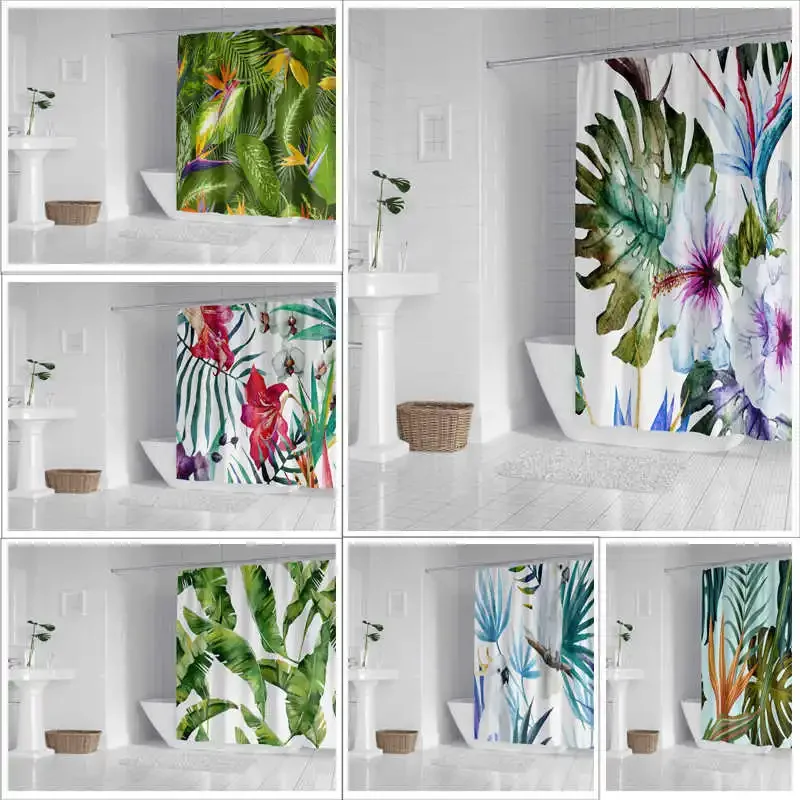 Waterproof Bathroom Divider with 3D Digital Print of Flowers, Plants and Butterflies