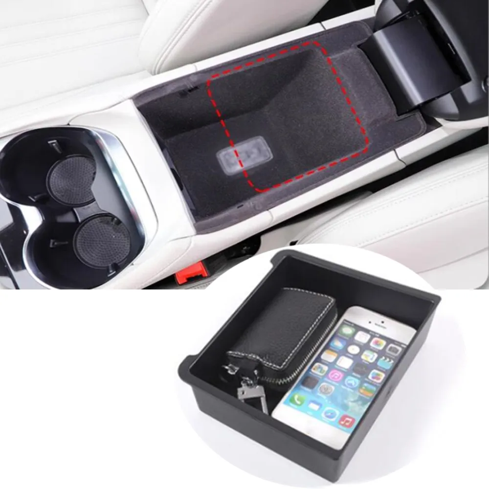 Black ABS Car Centre Console Armrest Box Storage Container Box Tray For Maserati Grecale 2022 2023 Auto Decorative Accessories