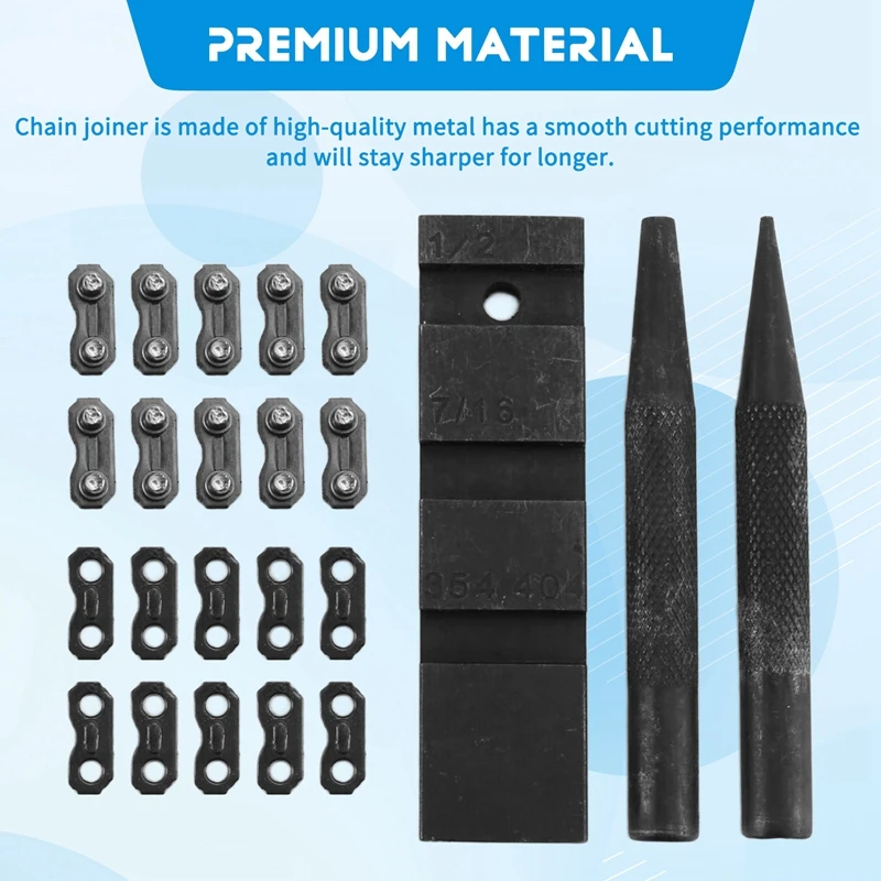 Pocket Chainsaw Breaker Chain Saw Repairing Tool Set 3PCS with 10 Sets 0.325in Joiner Link Repair