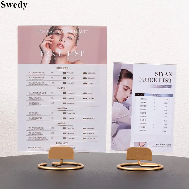 

A4 210X297MM Wedding Table Number Place Card Holder Menu Paper Photo Picture Poster Frame Acrylic Sign Holder Display Stand