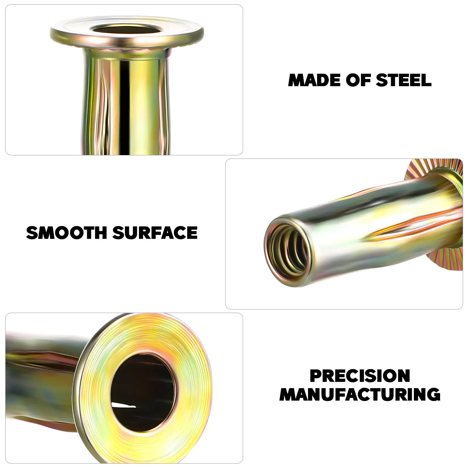 20Pcs Stylish Gold Lantern Rivet Nuts Flat Head Threaded Insert Rivet Nut Sheetrock Metal Equipment Renovation Mechanical