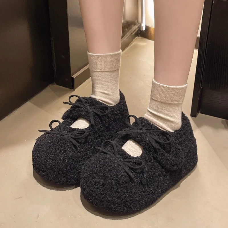 الشتاء مكتنزة أحذية لوفر النساء جديد صوف مبطن الدافئة النساء الانزلاق على أحذية مريحة الارتفاع زيادة الأحذية القطنية الإناث