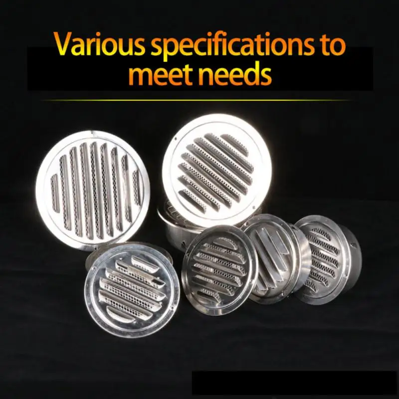 

100-200mm Round Stainless Steel Air Vent Grille Insect Protection Home Exterior Wall Ducting Ventilation Tool