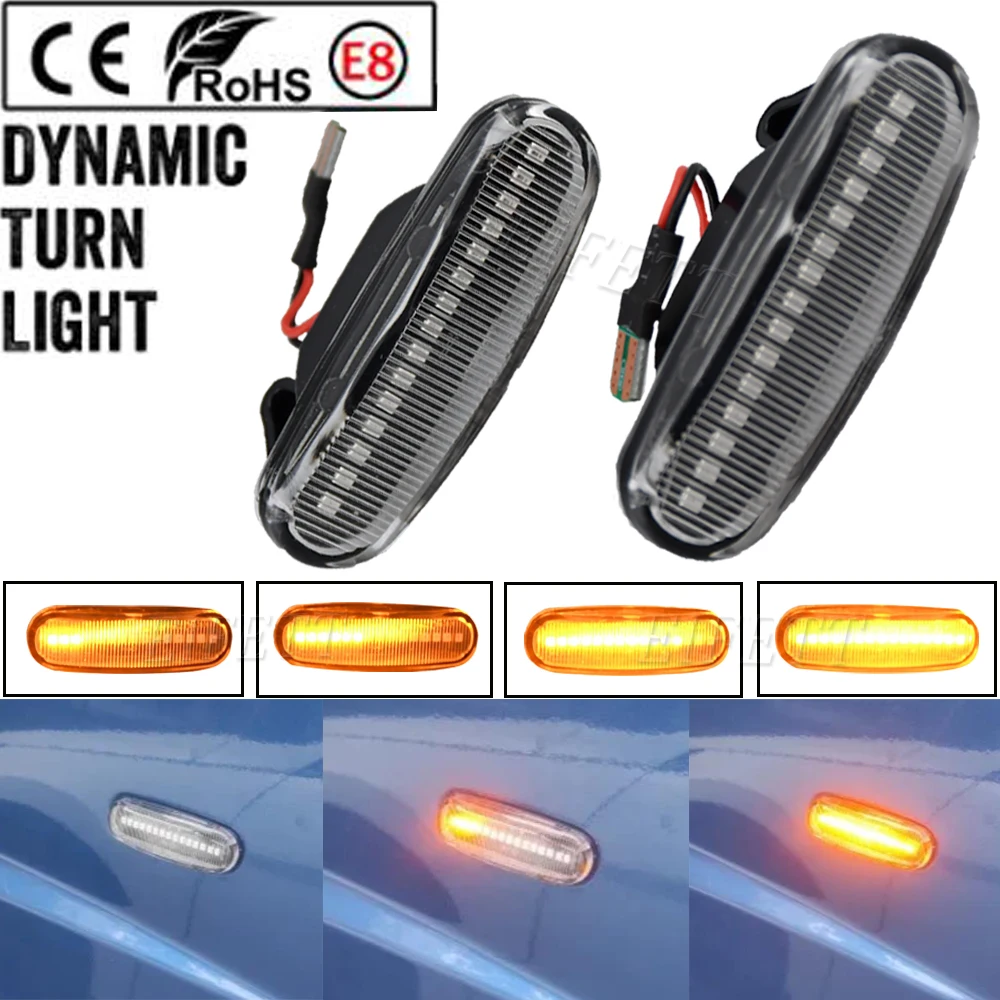 2Pcs Dynamic Car LED Side Marker Light Turn Signal Lamp For Fiat Panda Punto Evo Stilo Qubo Peugeot Citroen Lancia Musa(350)