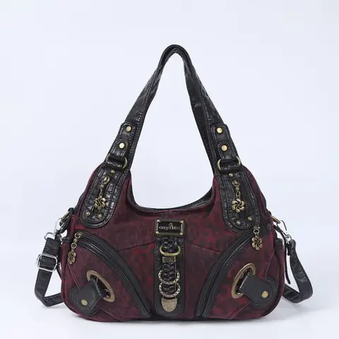 Angelkiss Borse da donna Borsa a tracolla leopardata Borsa con manico superiore Borsa a tracolla moda Borsa a tracolla con gnocchi Tote Hobos Borsa grande