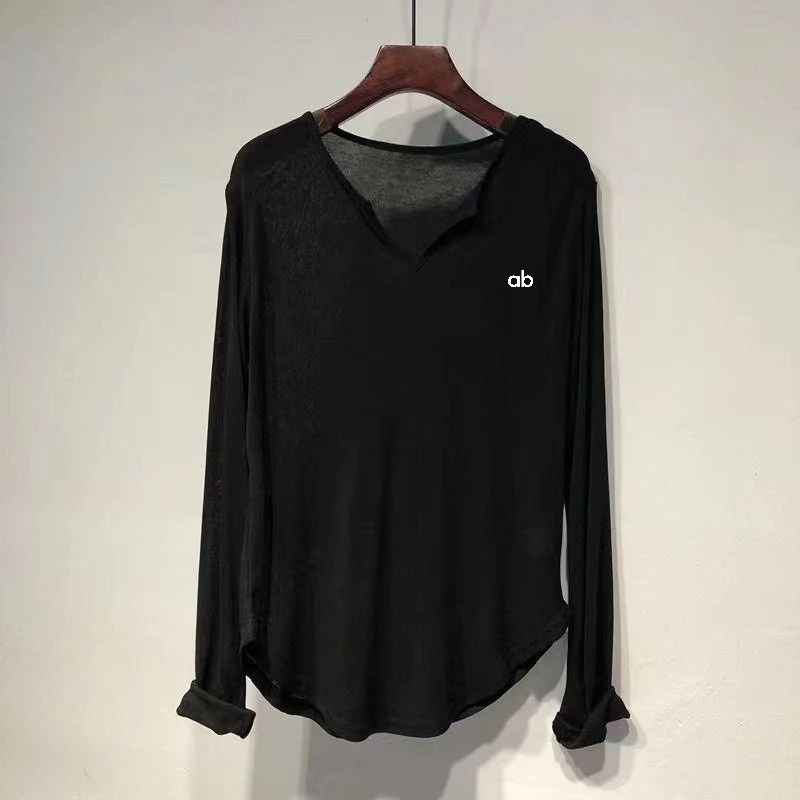 Women Plus Size V Neck Long Sleeve Tops Loose Drape Feeling Hide Fat Casual Basic Shirts Spring Autumn Inner Wear