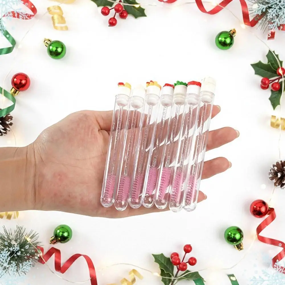 Tubes de brosse à cils de noël avec baguettes de Mascara réutilisables, applicateurs de maquillage remplaçables, fournitures d'extension de cils anti-poussière