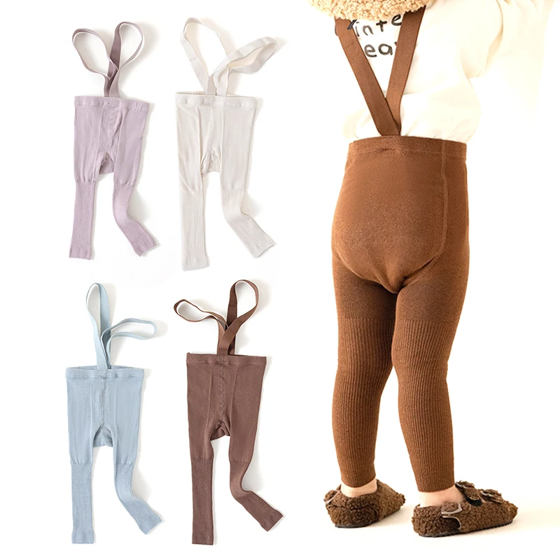 

Autumn Baby Leggings Cotton Overalls for Girls Boys Solid Color Newborn Tights Infant Suspender Trouser Toddler Pantyhose