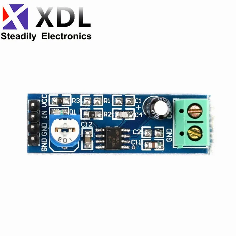 LM386 audio power amplifier module 200 times gain amplifier board mono power amplifier 5V-12V Input