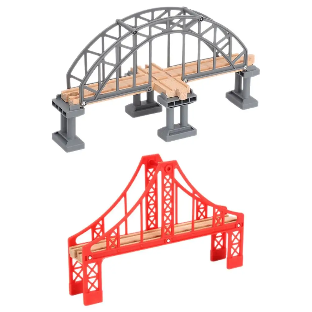 2 Pcs Train Track Accessories Model Layout Prop Educational Toys Plastic Train Bridge DIY Supplies Fits Most Brands