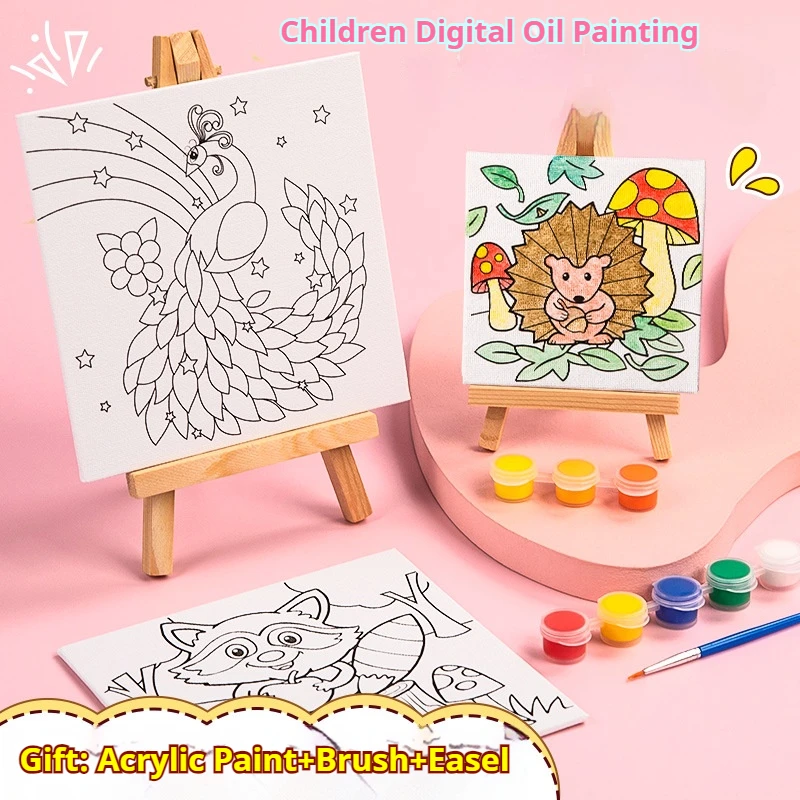 10X10cm/15X15cm Coloring Book with Acrylic Paint For Adults Children Learning Painting Graffiti Art Drawing Book Stationery Gift