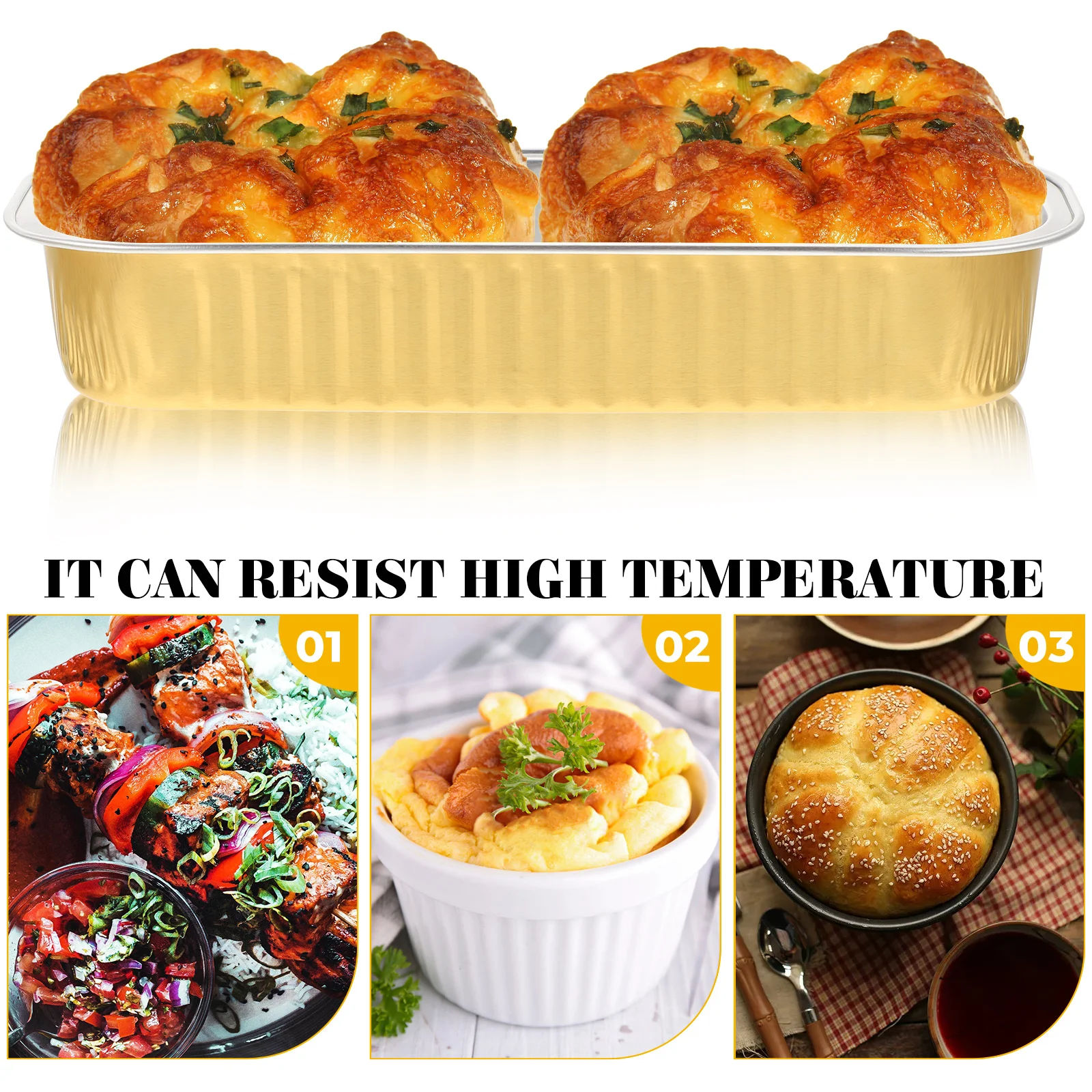 

50Pcs Aluminum Foil Pans Thickened Foil Food Containers for Baking Bbq Picnic Takeout Food Packing Boxes Grill Pans