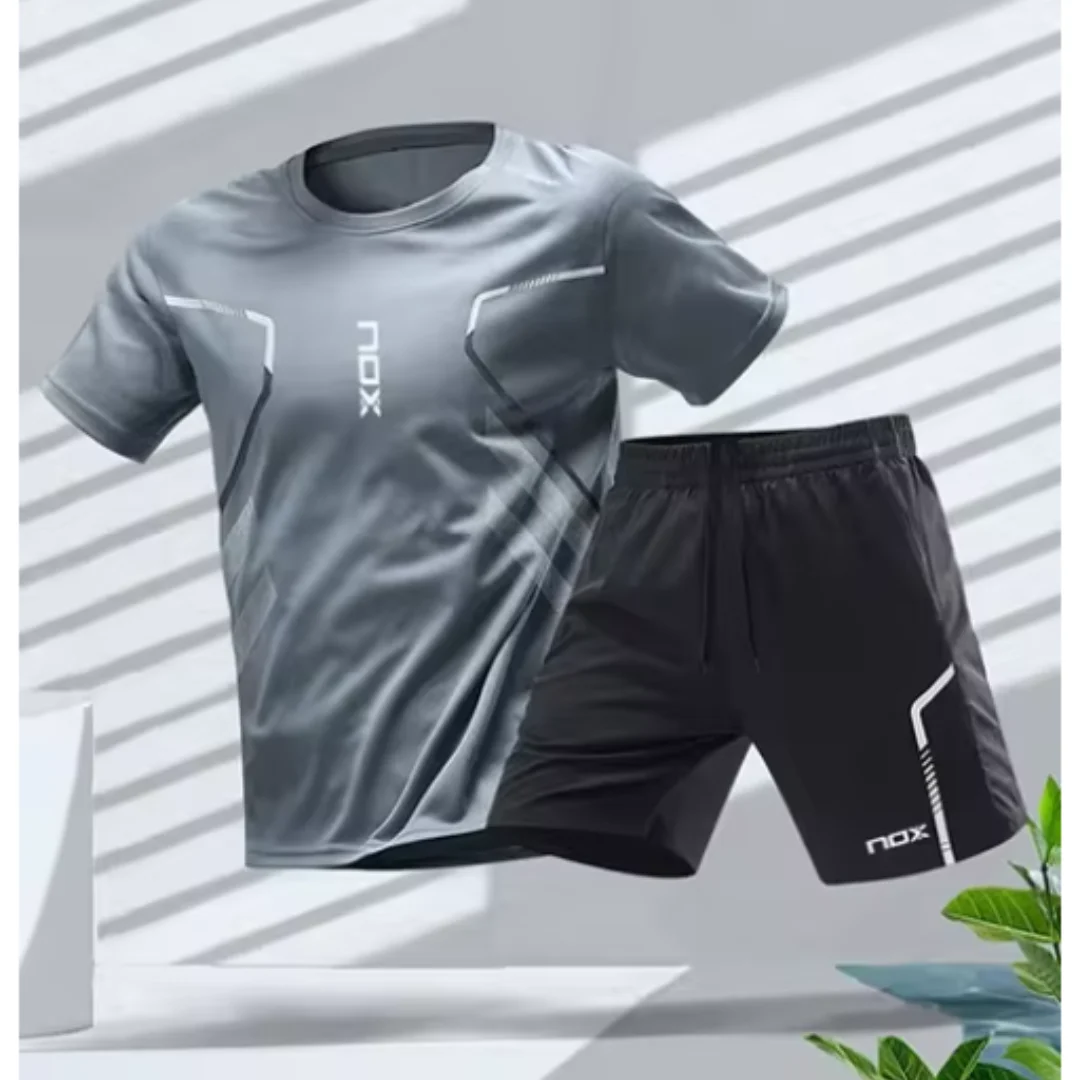 Nox Men\'s Tennis Sports T-shirt And Loose Shorts Set Comfortable Football Sports Shorts Summer Men\'s Badminton Training Wear