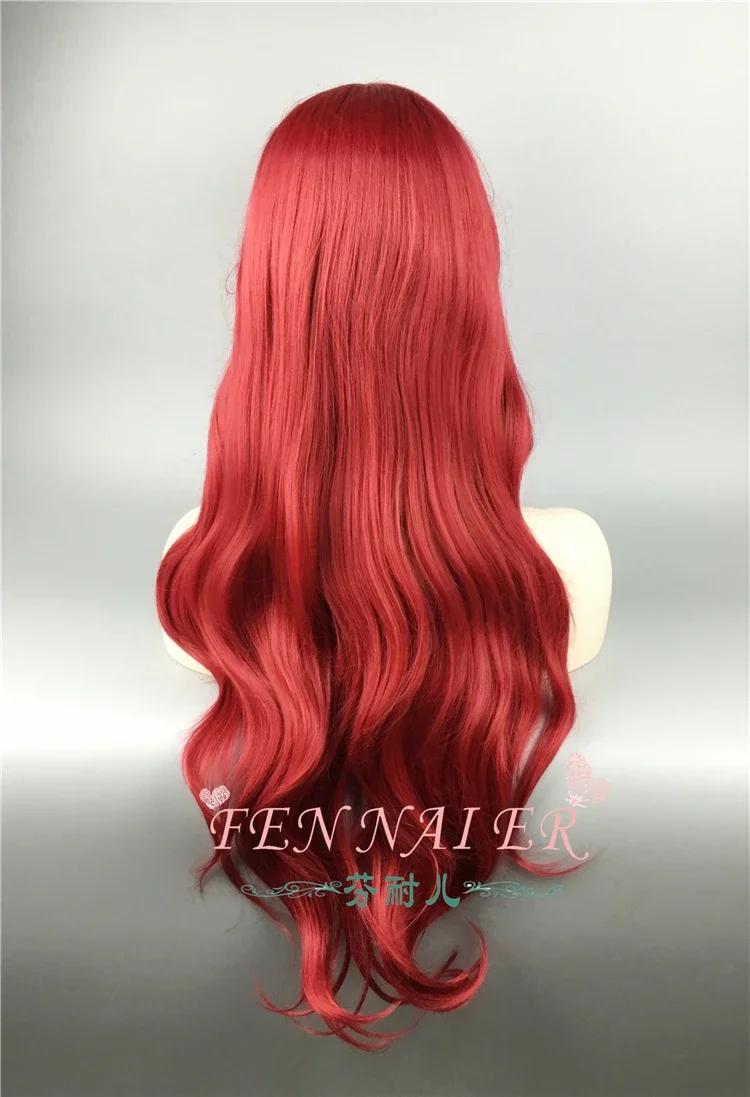 Peluca de cosplay de sirena de arena para mujer, cabello ondulado rojo Ariel, juego de rol para fiesta de Halloween, peluca de estilo rojo