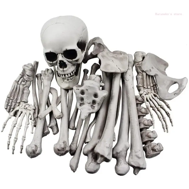 

28 Pack Skeleton Bone Figurine for Halloween Spooky Graveyard Ground Decoration