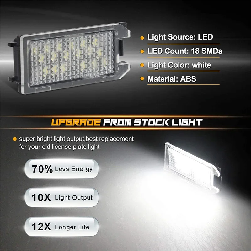 2Pcs LED License Plate Light Fit For Jeep Grand Cherokee Compass Patriot FIAT 500 Car Accessories LED License Plate Signal Lamp