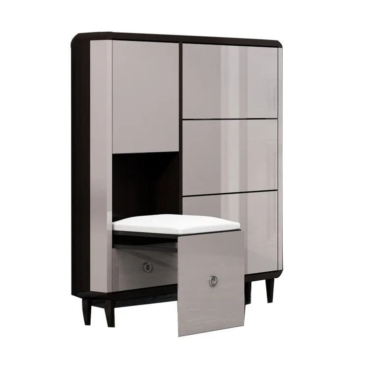 Modern Light Luxury Paint with Stool Tipping Bucket Narrow Shoe Cabinet